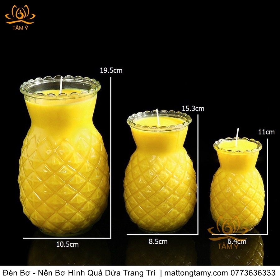 Đèn Bơ Quả Dứa Trái Thơm 3 ngày - 5 ngày - 7 ngày Nến Bơ Thực Vật Nguyên Chất Cao Cấp