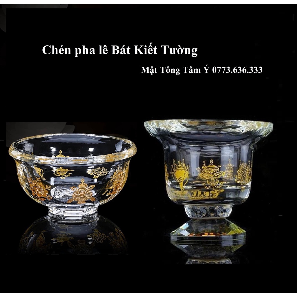 Chén Pha Lê Bát Kiết Tường (Bát Cát Tường) Chén Cúng Dường