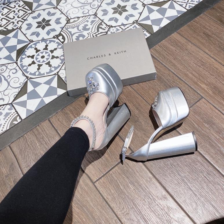 GIÀY CAO GÓT ĐÚP 15 PHÂN QUAI DA SI BÓNG PHỐI CHARM ĐÁ CAO CẤP HÀNG QUẢNG CHÂU