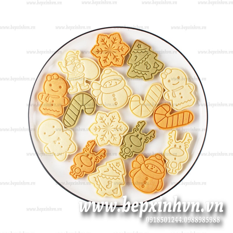 Bộ khuôn nhấn bánh quy nhựa Giáng Sinh 8 món