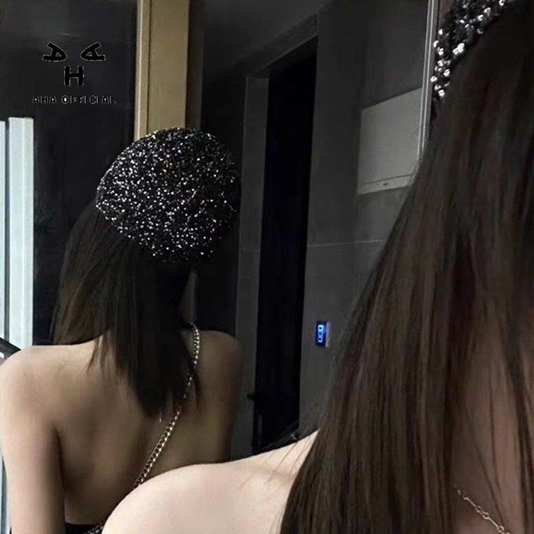 Mũ Len Đính Kim Sa Lấp Lánh Thời Trang Thu Đông Hàn Quốc