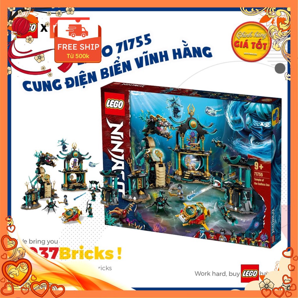 Xả kho  LEGO chính hãng Ninjago 71755 Temple of the Endless Sea Đền thần biển sâu tặng kèm xe