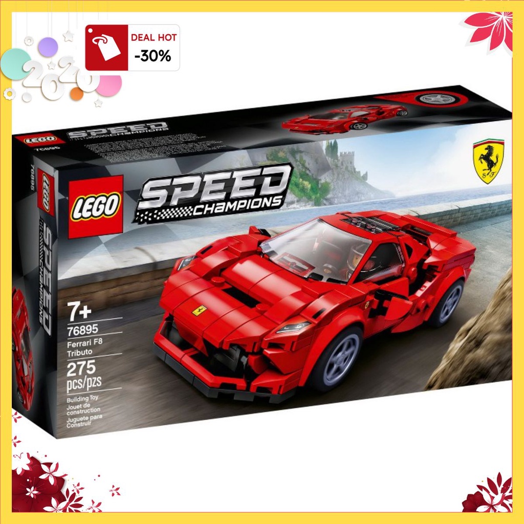 Xả hàng Lego Speed Champions 76895 - Ferrari F8 Tributo - Bộ xếp hình Lego Xe đua Ferrari F8 Tributo tặng kèm xe