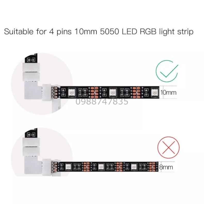Kẹp nối nhanh Led 4 pin RGB rộng 8mm 10mm, Đầu nối nhanh không cần hàn dây đèn Led 5050