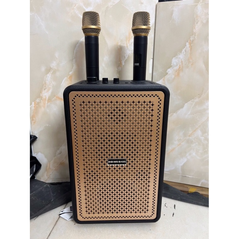 Loa bluetooth siêu to kèm 2 mic hát karaoke