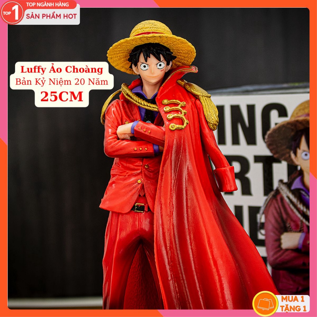 Mô Hình Luffy Áo Choảng Bản Kỷ Niệm 20th 25Cm Mô hình One Piece Cao Cấp, Figure Mô Hình Anmie One Piece Luffy Vua Hải Tặ