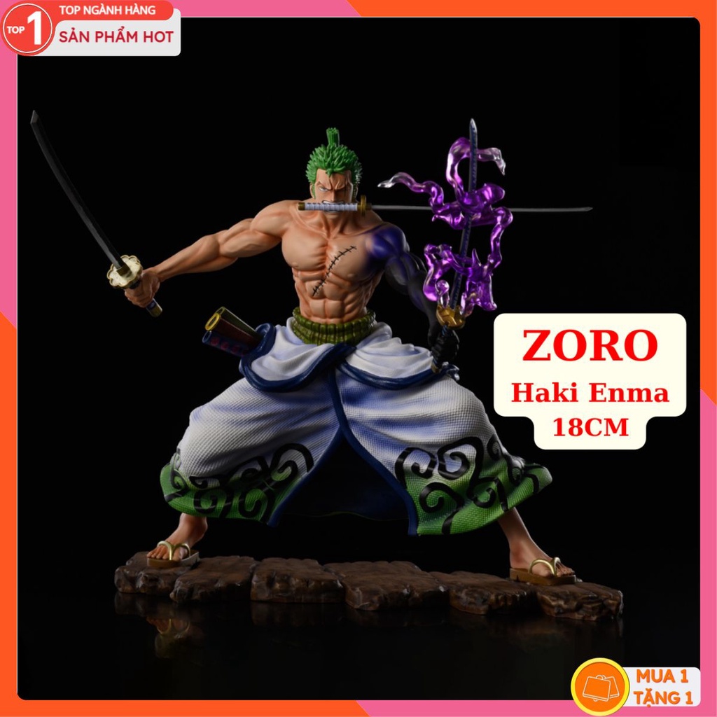 Mô Hình Zoro Sử Dụng Enma Haki 18cm Mô Hình One Piece Cao Cấp, Figure Mô Hình Anmie One Piece Luffy Vua Hải Tặc