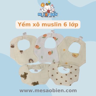 Yếm xô muslin hoa tròn 6 lớp nhiều họa tiết