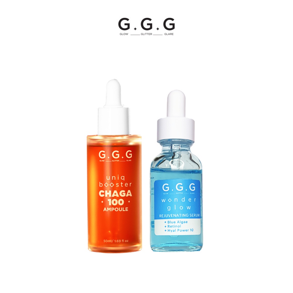 Combo Tinh Chất Phục Hồi Trẻ Hóa Da GGG Booster Chaga 100 Ampoule & Rejuvenating Serum 50ml x 30ml