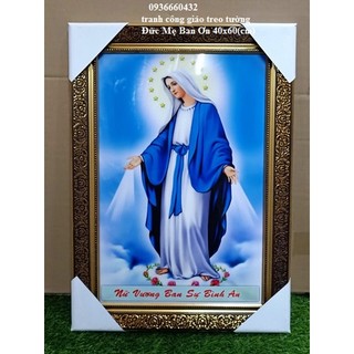 Tranh công giáo treo tường Đức Mẹ Ban Ơn 40x60, tranh laminate, tranh quà tặng công giáo