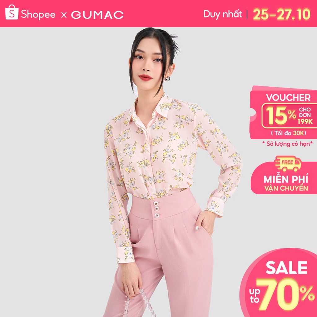 Áo sơ mi nữ họa tiết hoa GUMAC AD03025