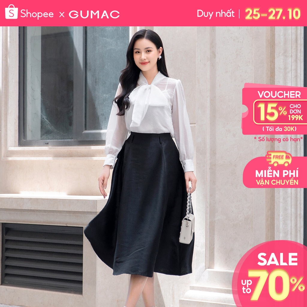 Chân váy nữ dáng dài, 2 màu đen-trắng trẻ trung sang trọng GUMAC VD10060