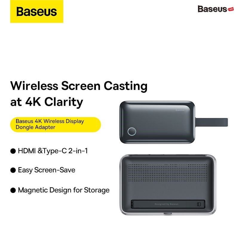 HDMI Không Dây Baseus 4K Wireless Display Dongle Adapter Cho Smartphone/ iPad/ Macbook