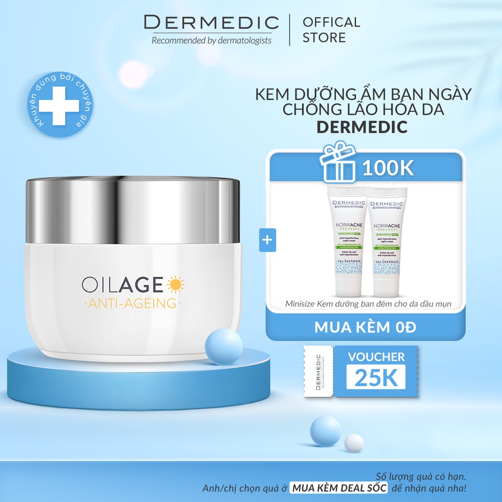 Kem dưỡng hỗ trợ làm chậm lão hóa da ban ngày Dermedic OILAGE NOURISHING DAY CREAM RESTORING SKIN DENSITY 50ml