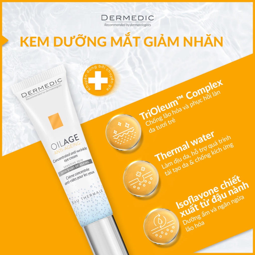 Kem dưỡng mắt giảm nhăn Dermedic Oilage Concentrated Anti Wrinkle Eye Cream 15ml