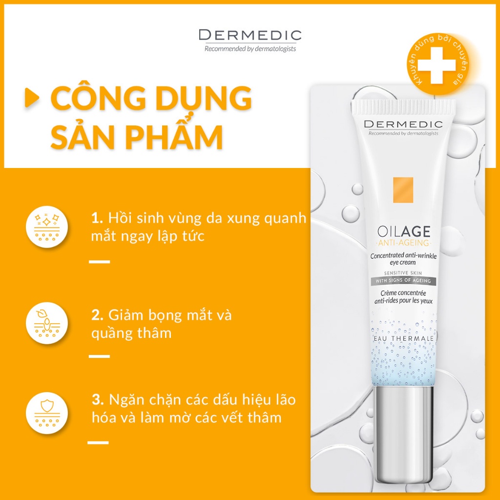 Kem dưỡng mắt giảm nhăn Dermedic Oilage Concentrated Anti Wrinkle Eye Cream 15ml