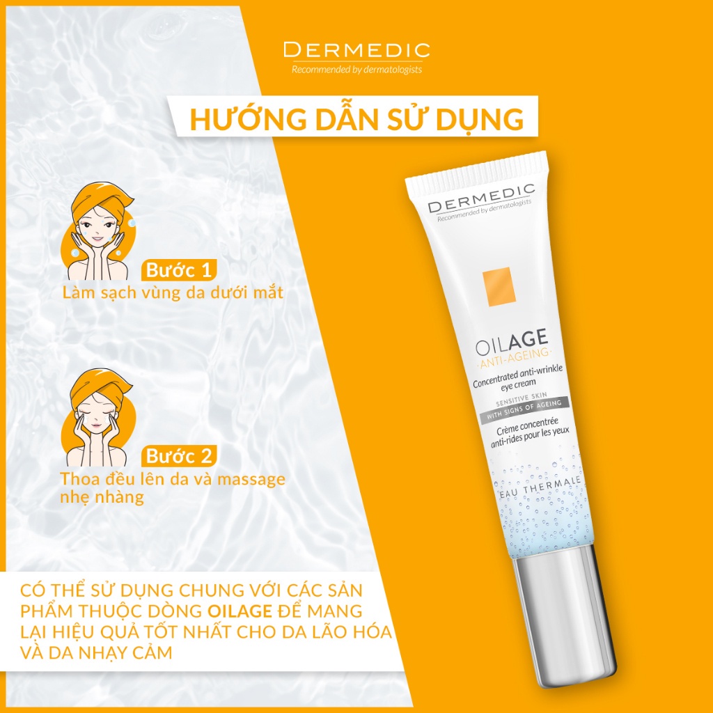 Kem dưỡng mắt giảm nhăn Dermedic Oilage Concentrated Anti Wrinkle Eye Cream 15ml