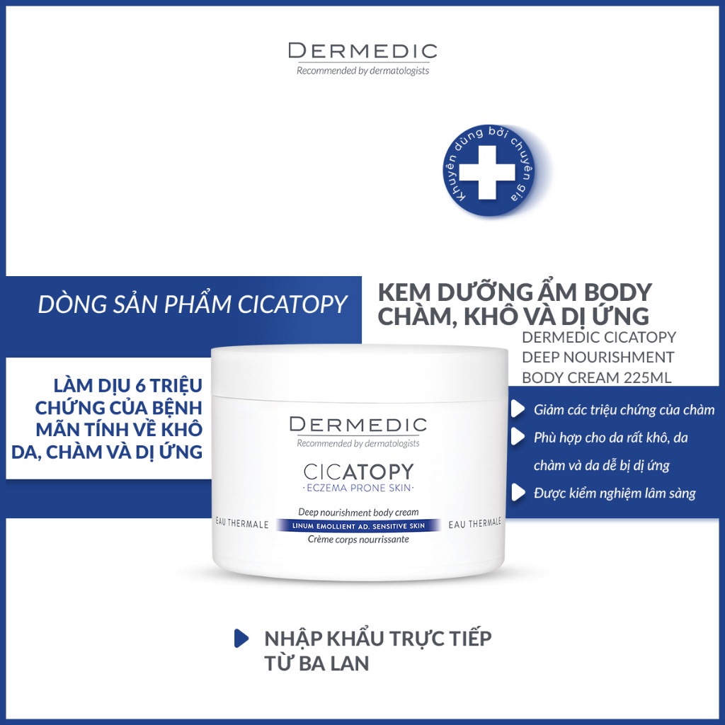 Kem dưỡng ẩm body Dermedic Cicatopy Deep Nourishment Body Cream 225ml