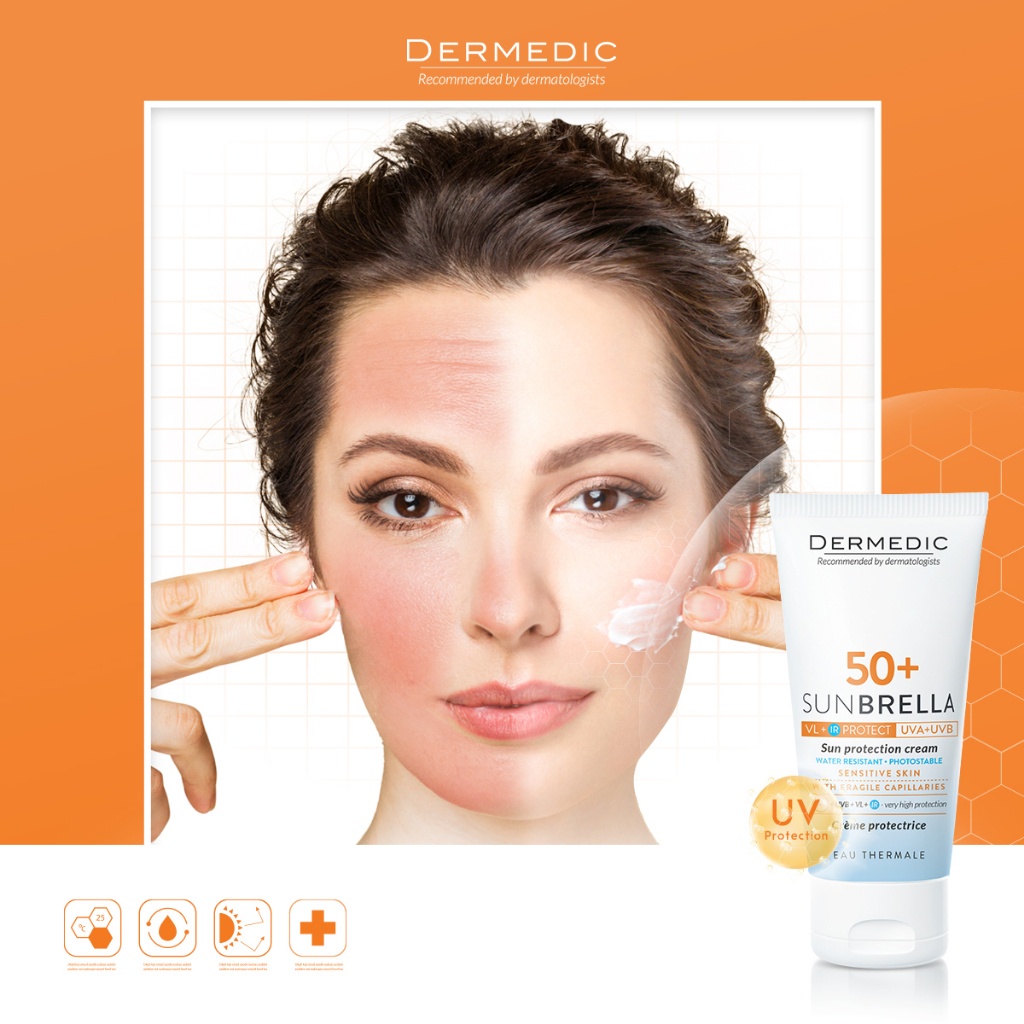 Kem chống nắng cho da nhạy cảm Dermedic Sunbrella SPF50+ Sun Protection Cream Skin With Fragile Capillaries 50g