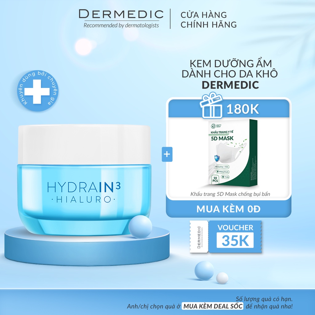 Kem dưỡng ẩm dành cho da khô mất nước Dermedic Hydrain3 Hialuro Cream Gel Ultra Hydrating 50g