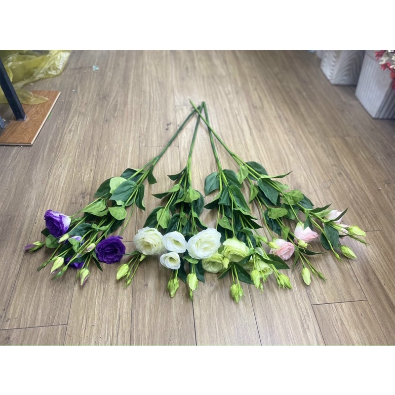 Hoa Giả Hoa Cát Tường, Cành Hoa Cát Tường Lụa Thân Cao Su Decor Cao Cấp