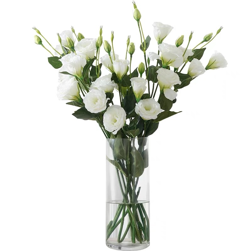 Hoa Giả Hoa Cát Tường, Cành Hoa Cát Tường Lụa Thân Cao Su Decor Cao Cấp