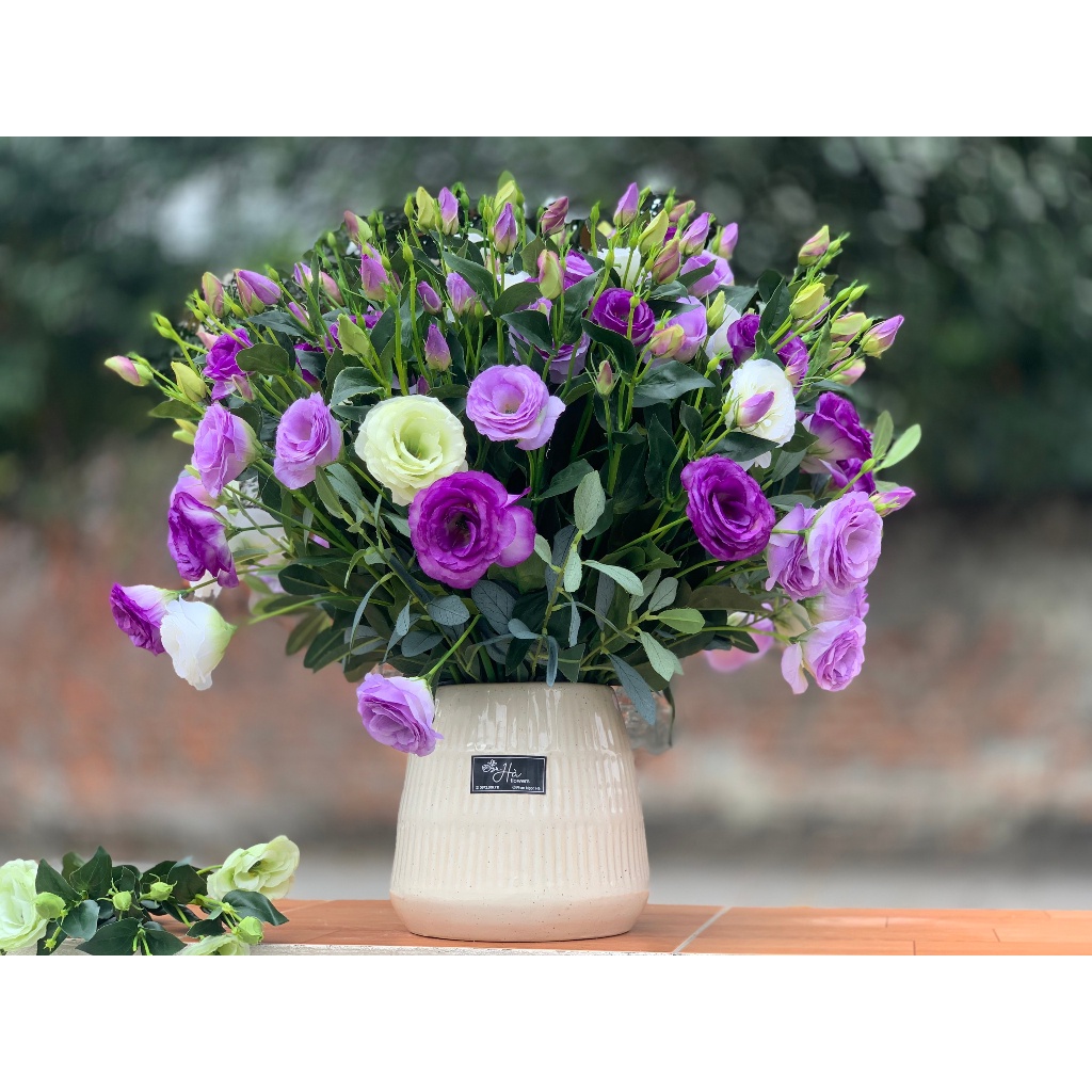 Hoa Giả Hoa Cát Tường, Cành Hoa Cát Tường Lụa Thân Cao Su Decor Cao Cấp