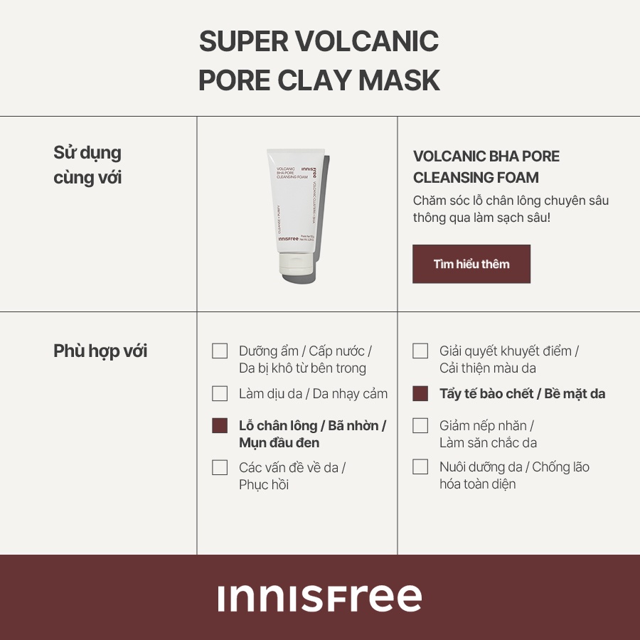 Bộ 2 Siêu mặt nạ chăm sóc lỗ chân lông Innisfree Super Volcanic Pore Clay Mask 100ml (New 2023)