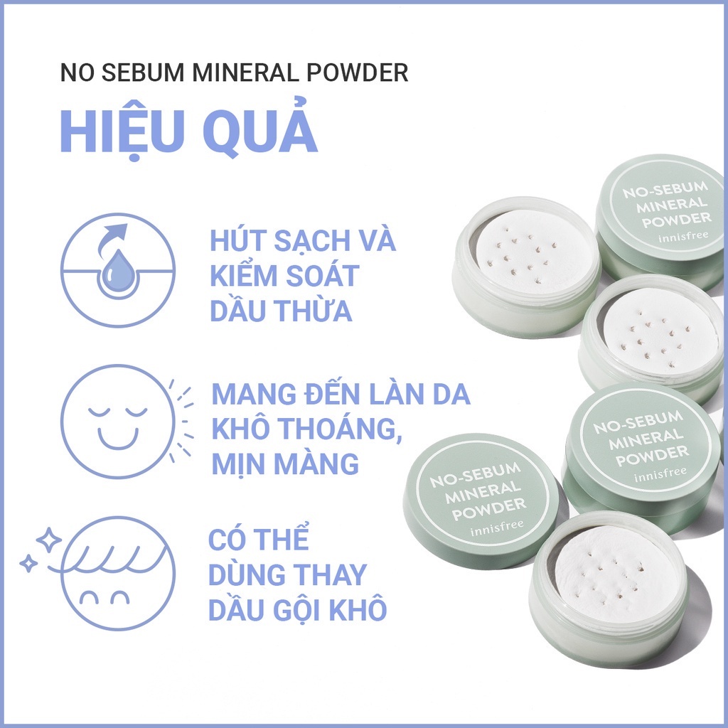 Bộ 2 Phấn phủ kiềm dầu dạng bột innisfree No Sebum Mineral Powder 5g