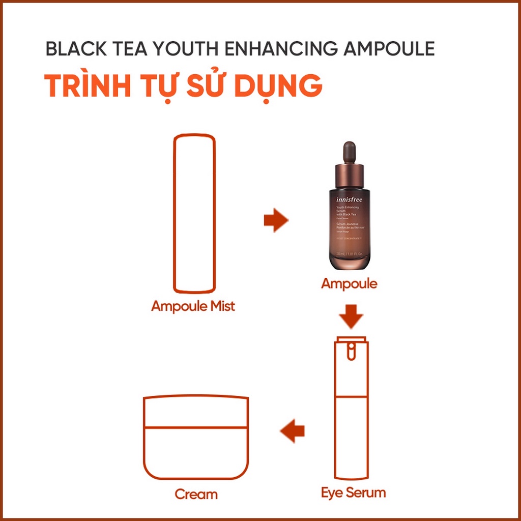 (Quà tặng không bán) Bộ 3 sample dưỡng da chống lão hóa trà đen Innisfree Black Tea Trio Kit