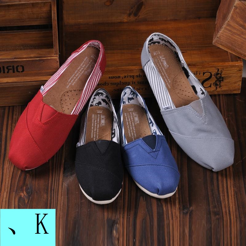 Thomas Giày Lười Vải canvas Màu Trơn Đế Bằng Thời Trang Cho Cặp Đôi