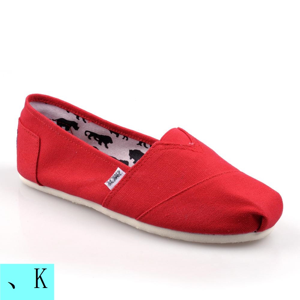 Thomas Giày Lười Vải canvas Màu Trơn Đế Bằng Thời Trang Cho Cặp Đôi