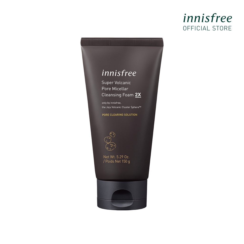 Sữa rửa mặt sạch sâu đá tro núi lửa innisfree Super Volcanic Pore Micellar Cleansing Foam 2X 150g