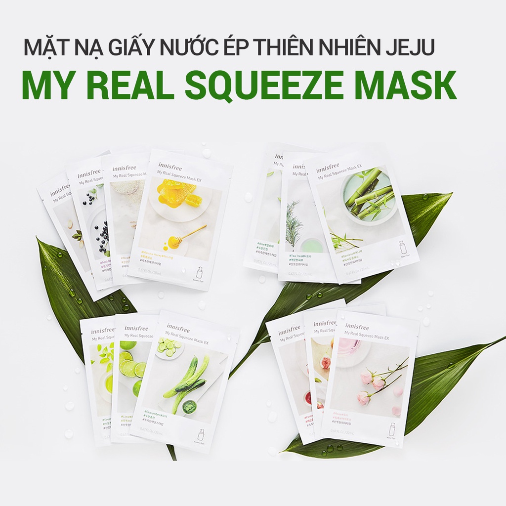 [Mã COSIF10 giảm 10% đơn 400K] (Quà tặng) Bộ 2 mặt nạ giấy dưỡng da Hàn Quốc innisfree My Real Squeeze Mask Set