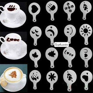 Bộ 16 khuôn rắc bột trang trí cà phê
