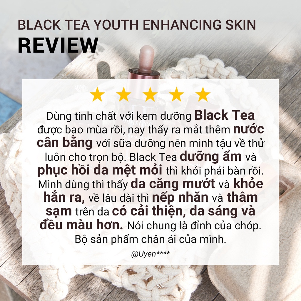 (Quà tặng không bán) Nước cân bằng dưỡng ẩm ngăn ngừa lão hóa từ trà đen innisfree Black Tea Youth Enhancing Skin 150 mL