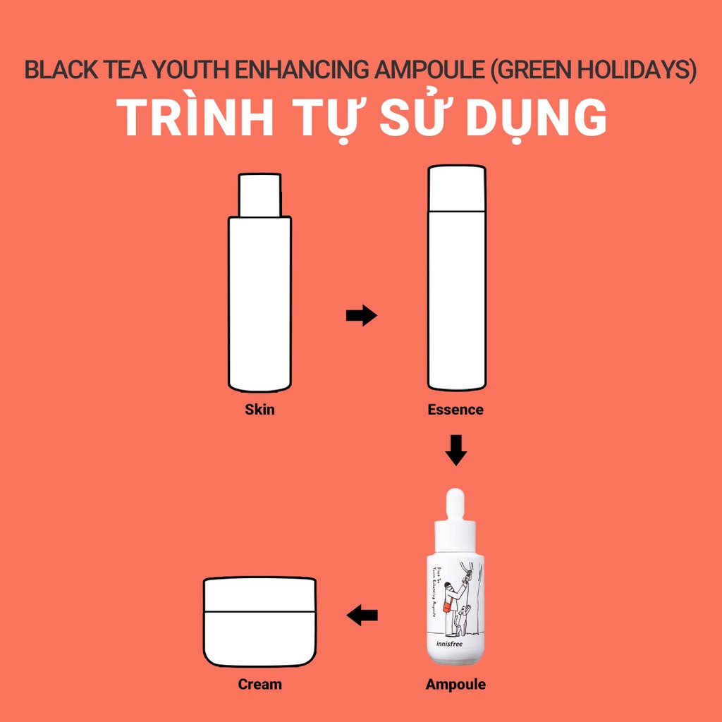 [Green Holidays 2022] Tinh chất phục hồi da và chống lão hoá innisfree Black Tea Youth Enhancing Ampoule 30 mL