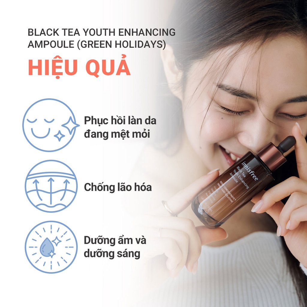 [Green Holidays 2022] Tinh chất phục hồi da và chống lão hoá innisfree Black Tea Youth Enhancing Ampoule 30 mL