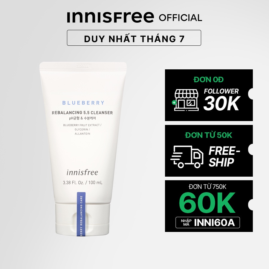 Sữa rửa mặt từ blueberry innisfree Blueberry Rebalancing 5.5 Cleanser 100ml