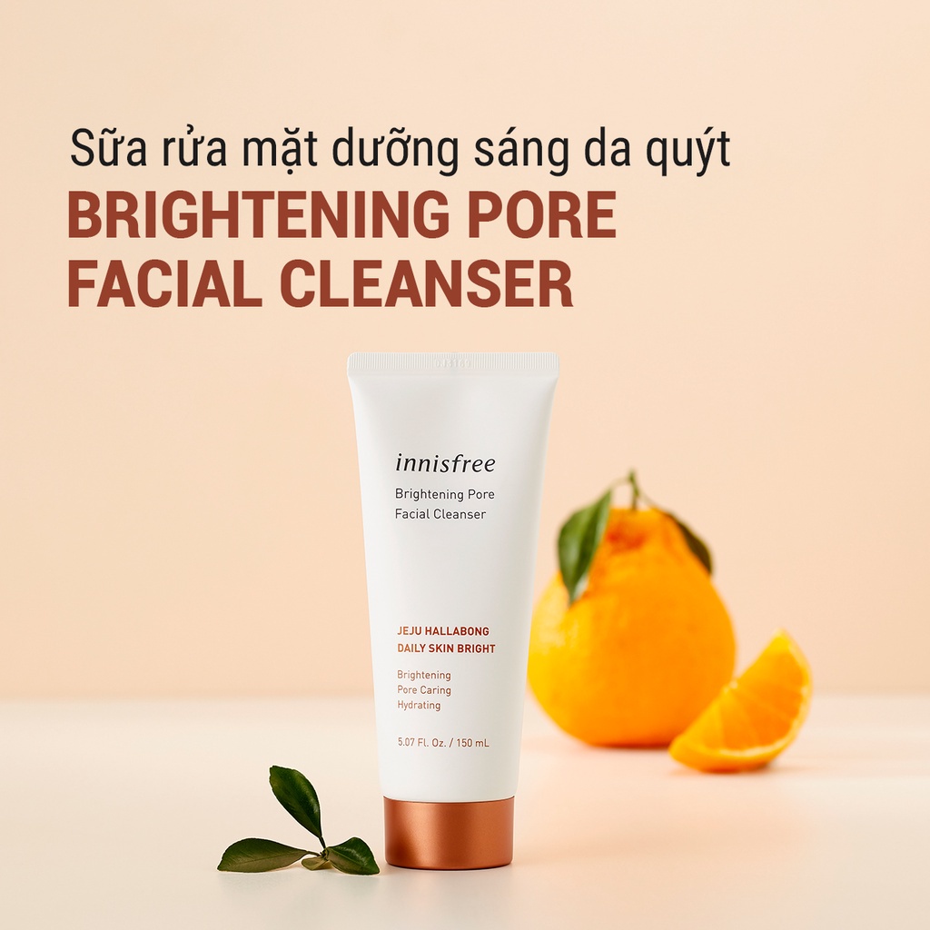 Sữa rửa mặt làm sáng da 3 trong 1 innisfree Brightening Pore Facial Cleanser 150ml