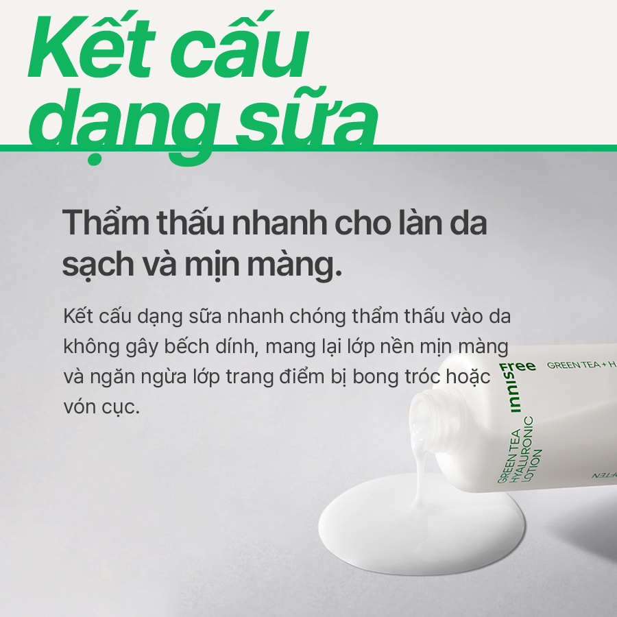 [Mã COSINNIJ - 8% đơn 250K] Sữa dưỡng ẩm từ trà xanh đảo Jeju Innisfree Green Tea hyaluronic lotion 170ml (NEW 2023)