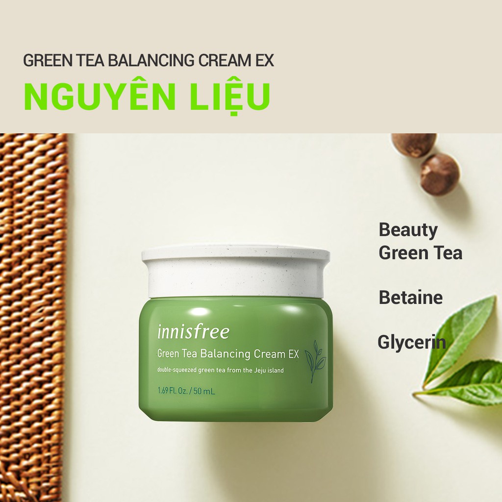 Kem dưỡng cân bằng độ ẩm innisfree Green Tea Balancing Cream Ex 50ml