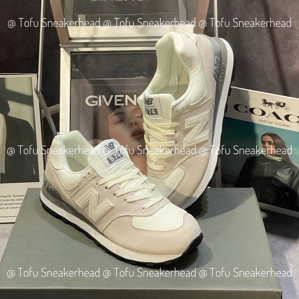 Giày New Ba.lance 574 White Black, Giày NB 574 xám đen da lộn Cao Cấp Cổ Thấp Siêu Hot Full Box Bill