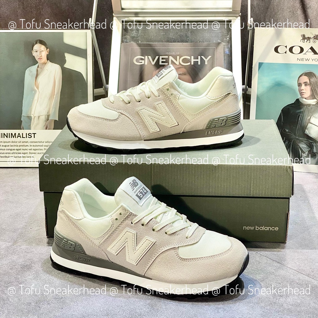 Giày New Ba.lance 574 White Black, Giày NB 574 xám đen da lộn Cao Cấp Cổ Thấp Siêu Hot Full Box Bill