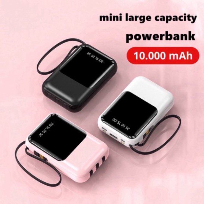 Pin Sạc Dự Phòng Baese 10000mah Tích Hợp Dây Sạc IP/TypeC Màn Hình LED- TECHZONE
