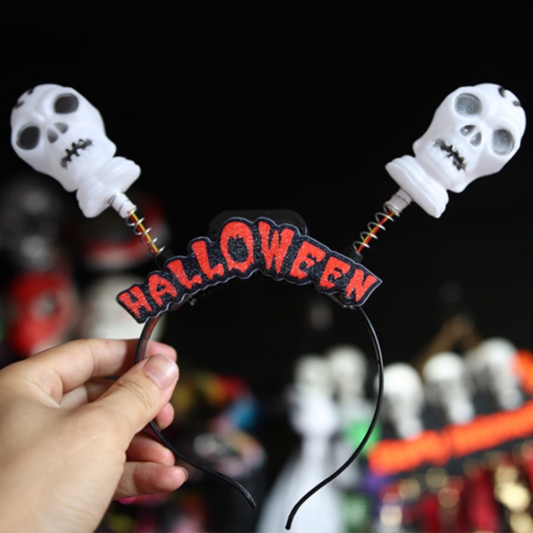 Băng đô cài tóc hình đầu lâu / bí ngô có đèn phát sáng cho lễ hội halloween