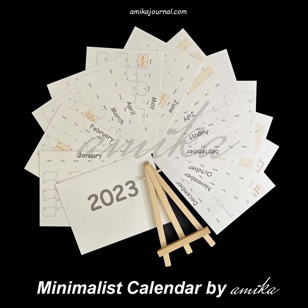 Lịch năm 2023 có âm lịch -MINIMALIST CALENDAR BY amika - Giá vẽ gỗ mini trang trí bàn học (MIỄN PHÍ in tên riêng, quote)