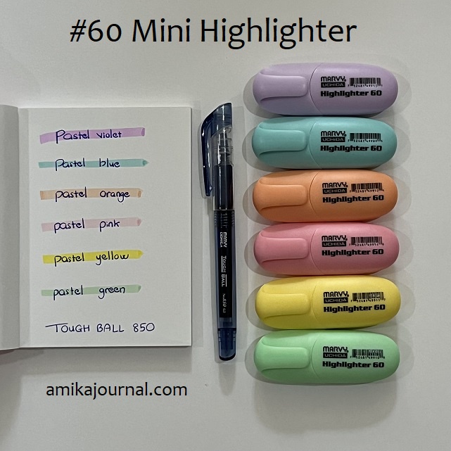 Bút dạ quang Mini Marvy Uchida 60 kiểu dáng dễ thương trang trí sổ tay, bullet journal, lưu bút, ghi chép thông dụng