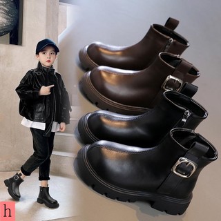 Giày bốt martin da thật cổ thấp thời trang xuân thu 2023 cho bé gái