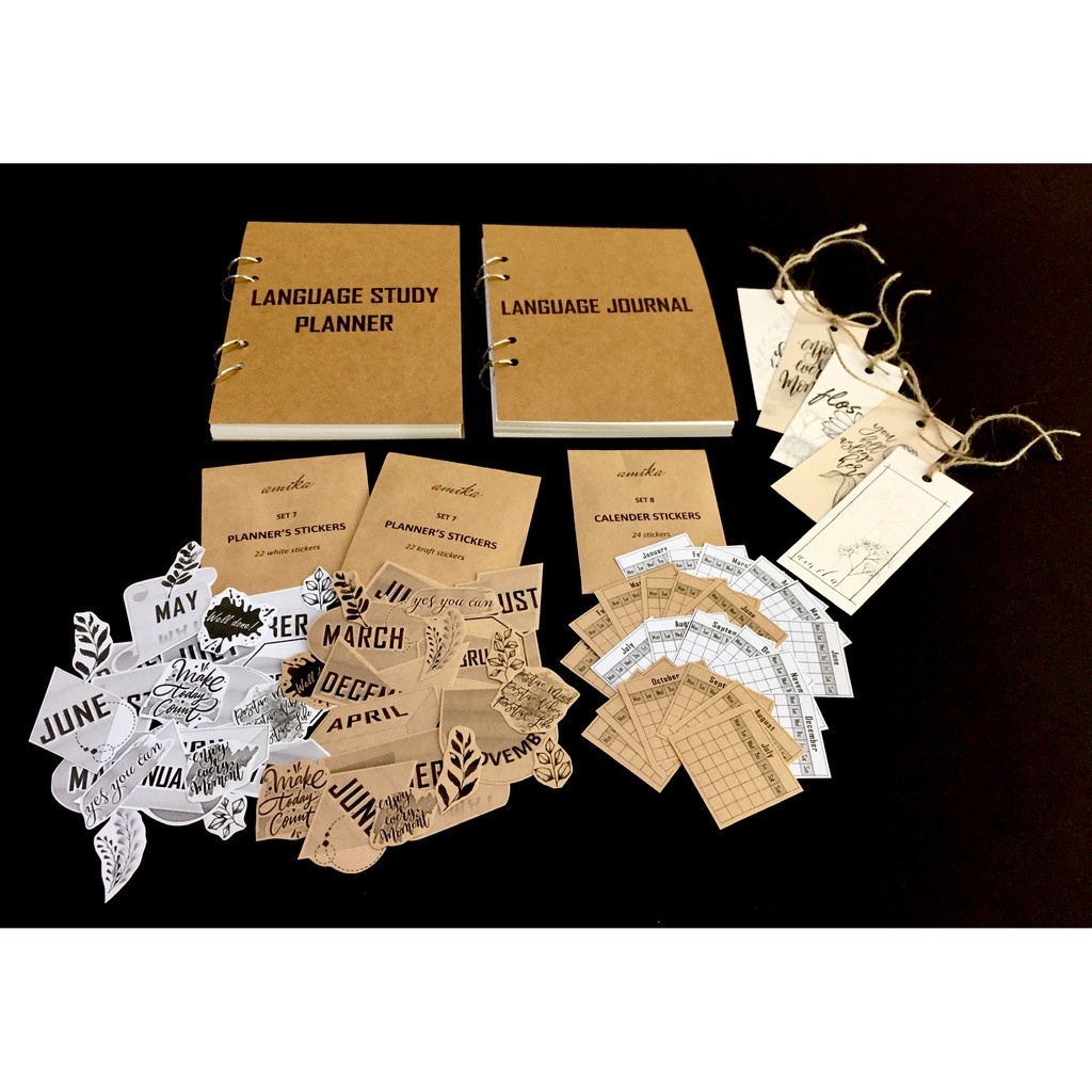 [COMBO TIẾT KIỆM ĐẾN 20%] LANGUAGE STUDY SET by amika (Language Journal, Language Study Planner, sticker, bookmark)
